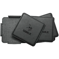 Minnesota Vikings 4-Pack Personalized Leather Coaster Set