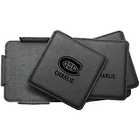 Montreal Canadiens 4-Pack Personalized Leather Coaster Set