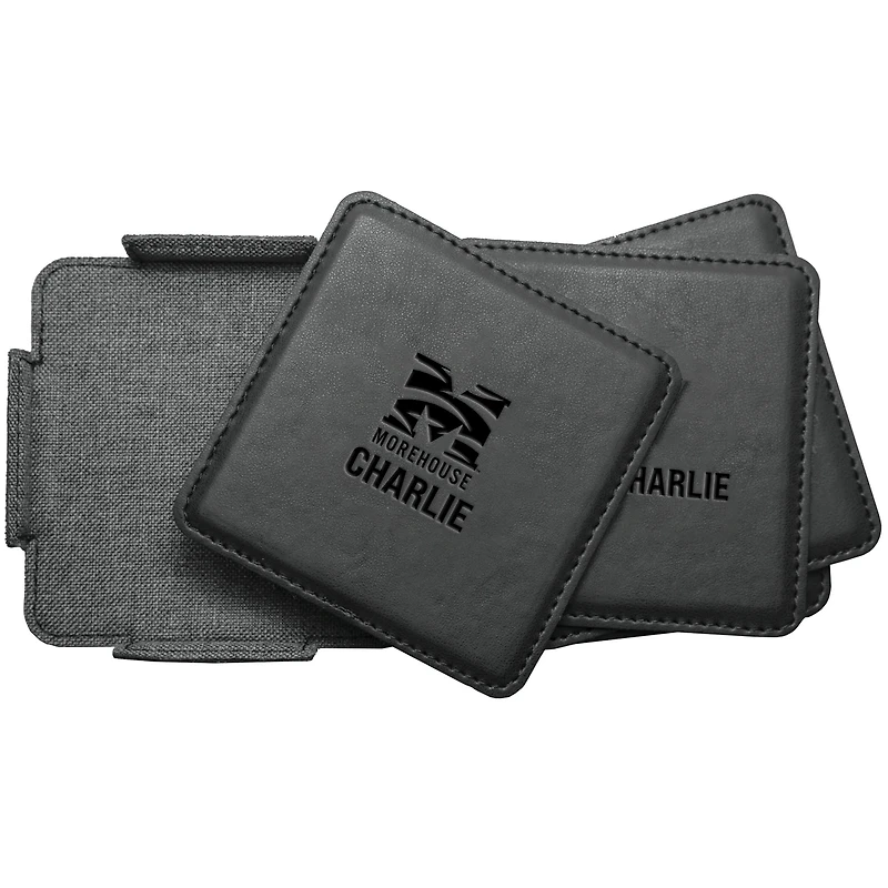 Morehouse Maroon Tigers 4-Pack Personalized Leather Coaster Set
