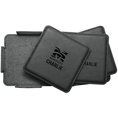 Morehouse Maroon Tigers 4-Pack Personalized Leather Coaster Set