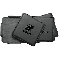 New Jersey Devils 4-Pack Personalized Leather Coaster Set