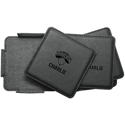 New York Knicks 4-Pack Personalized Leather Coaster Set