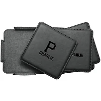 Pittsburgh Pirates 4-Pack Personalized Leather Coaster Set