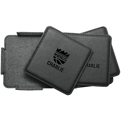 Sacramento Kings 4-Pack Personalized Leather Coaster Set