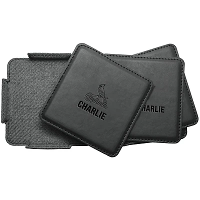 St. Louis Cardinals 4-Pack Personalized Leather Coaster Set