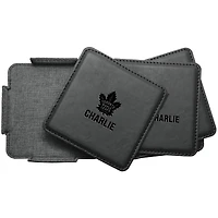 Toronto Maple Leafs 4-Pack Personalized Leather Coaster Set