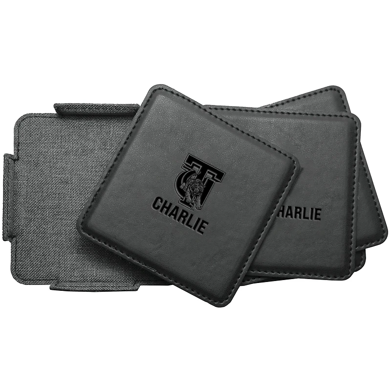 Tuskegee Golden Tigers 4-Pack Personalized Leather Coaster Set