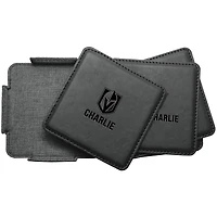 Vegas Golden Knights 4-Pack Personalized Leather Coaster Set