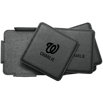 Washington Nationals 4-Pack Personalized Leather Coaster Set
