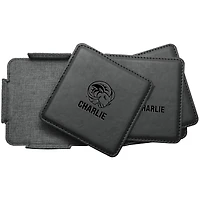 Winston-Salem State Rams 4-Pack Personalized Leather Coaster Set