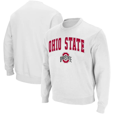 Men's Colosseum White Ohio State Buckeyes Team Arch & Logo Tackle Twill Pullover Sweatshirt
