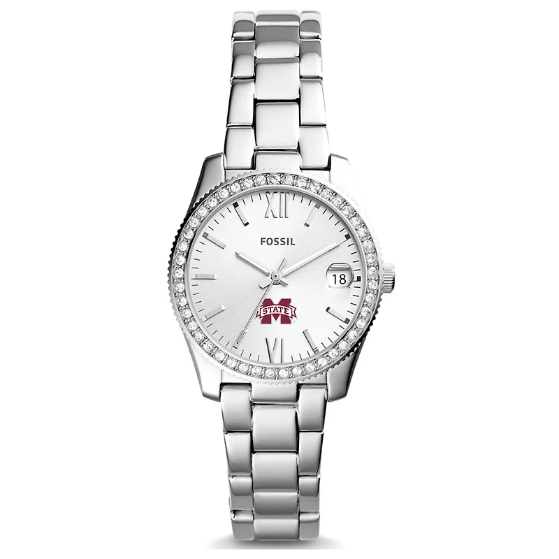 Women's Fossil Mississippi State Bulldogs Scarlette Mini Three-Hand Date Watch