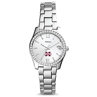 Women's Fossil Mississippi State Bulldogs Scarlette Mini Three-Hand Date Watch