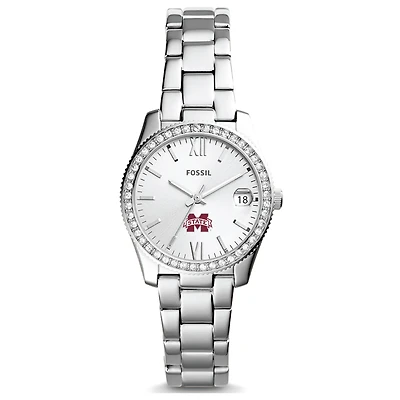 Women's Fossil Mississippi State Bulldogs Scarlette Mini Three-Hand Date Watch