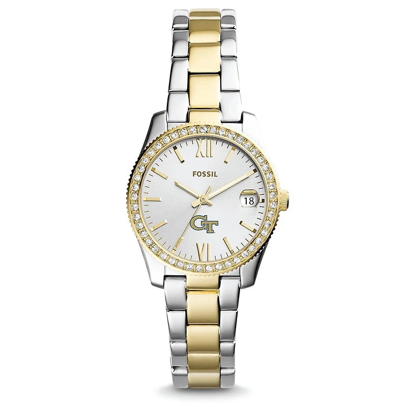 Women's Fossil Georgia Tech Yellow Jackets Scarlette Mini Two Tone Stainless Steel Watch