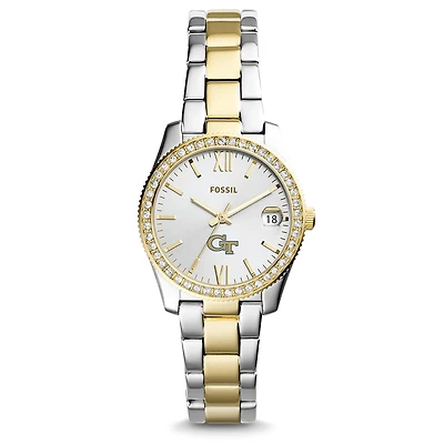 Women's Fossil Georgia Tech Yellow Jackets Scarlette Mini Two Tone Stainless Steel Watch