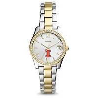 Women's Fossil Illinois Fighting Illini Scarlette Mini Two Tone Stainless Steel Watch