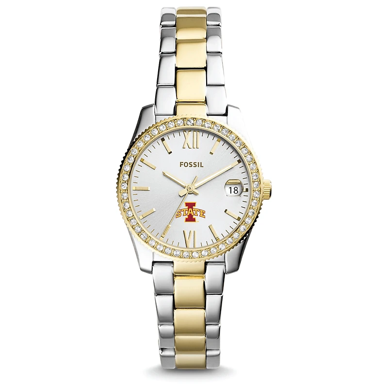 Women's Fossil Iowa State Cyclones Scarlette Mini Two Tone Stainless Steel Watch
