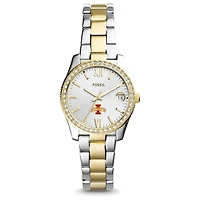 Women's Fossil Iowa State Cyclones Scarlette Mini Two Tone Stainless Steel Watch