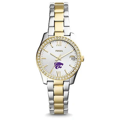 Women's Fossil Kansas State Wildcats Scarlette Mini Two Tone Stainless Steel Watch