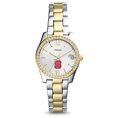 Women's Fossil NC State Wolfpack Scarlette Mini Two Tone Stainless Steel Watch