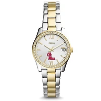 Women's Fossil Ole Miss Rebels Scarlette Mini Two Tone Stainless Steel Watch