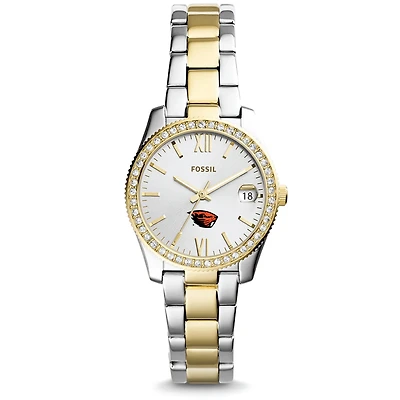 Women's Fossil Oregon State Beavers Scarlette Mini Two Tone Stainless Steel Watch