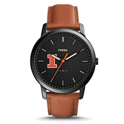 Fossil Illinois Fighting Illini The Minimalist Slim Leather Watch