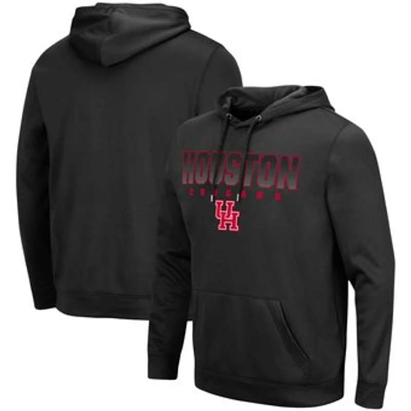Men's Colosseum Black Houston Cougars Blackout 3.0 Pullover Hoodie