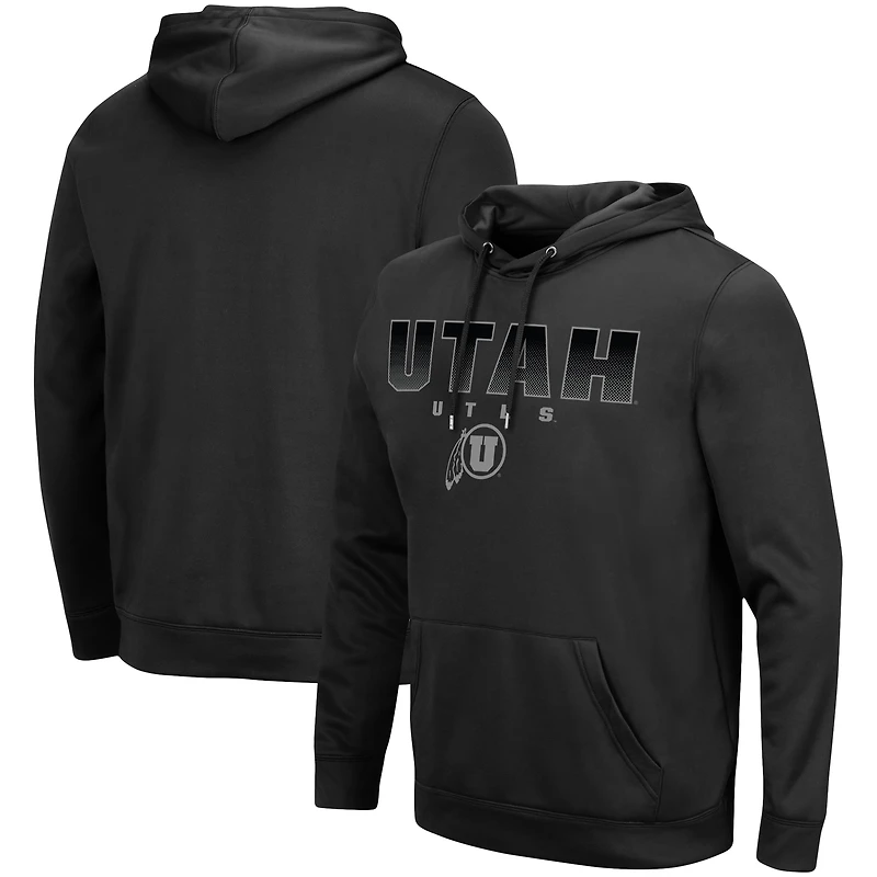 Men's Colosseum Black Utah Utes Blackout 3.0 Pullover Hoodie