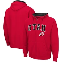 Men's Colosseum Red Utah Utes Arch & Logo 3.0 Full-Zip Hoodie