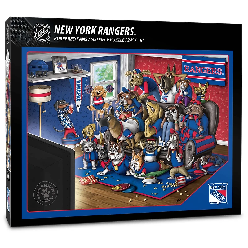 New York Rangers Purebred Fans 18'' x 24'' A Real Nailbiter 500-Piece Puzzle