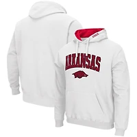 Men's Colosseum White Arkansas Razorbacks Arch & Logo 3.0 Pullover Hoodie