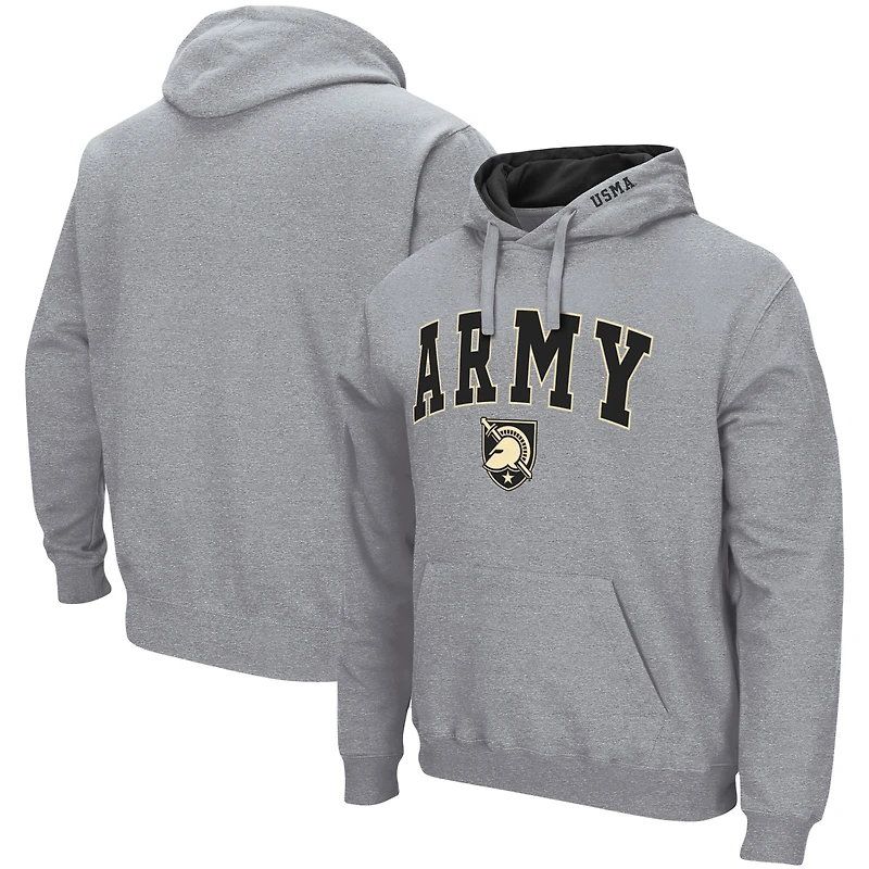Men's Colosseum Heather Gray Army Black Knights Arch & Logo 3.0 Pullover Hoodie