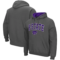 Men's Colosseum Charcoal Kansas State Wildcats Arch & Logo 3.0 Pullover Hoodie