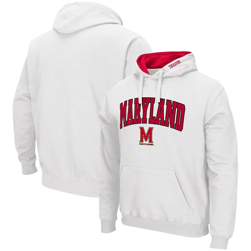 Men's Colosseum White Maryland Terrapins Arch & Logo 3.0 Pullover Hoodie