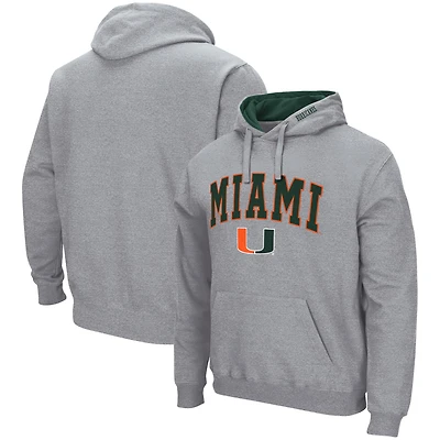 Men's Colosseum Heather Gray Miami Hurricanes Arch & Logo 3.0 Pullover Hoodie