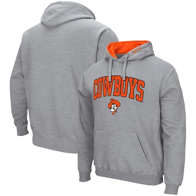 Men's Colosseum Heather Gray Oklahoma State Cowboys Arch & Logo 3.0 Pullover Hoodie