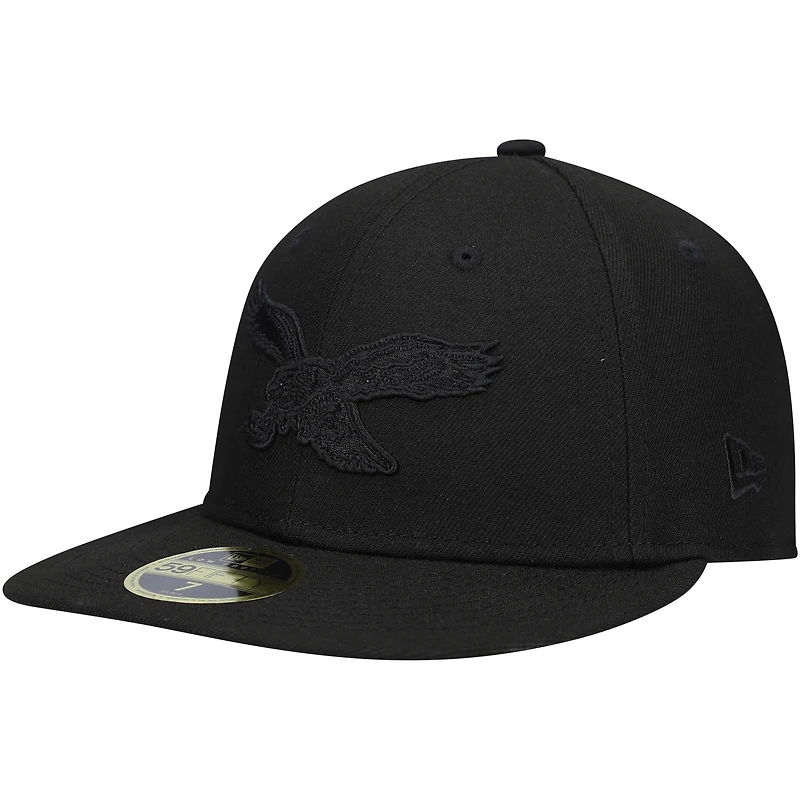 Men's New Era Black Philadelphia Eagles Historic Logo Black on Black Low Profile 59FIFTY II Fitted Hat