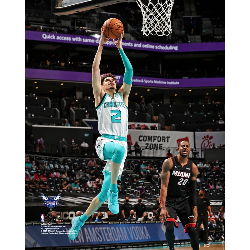 LaMelo Ball Charlotte Hornets Unsigned Dunk vs. Miami Heat Photograph