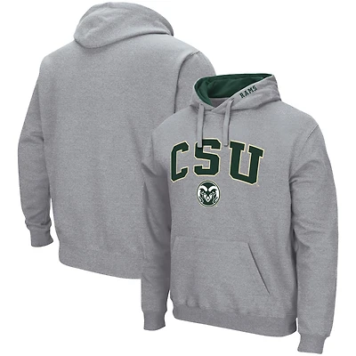 Men's Colosseum Heather Gray Colorado State Rams Arch & Logo 3.0 Pullover Hoodie