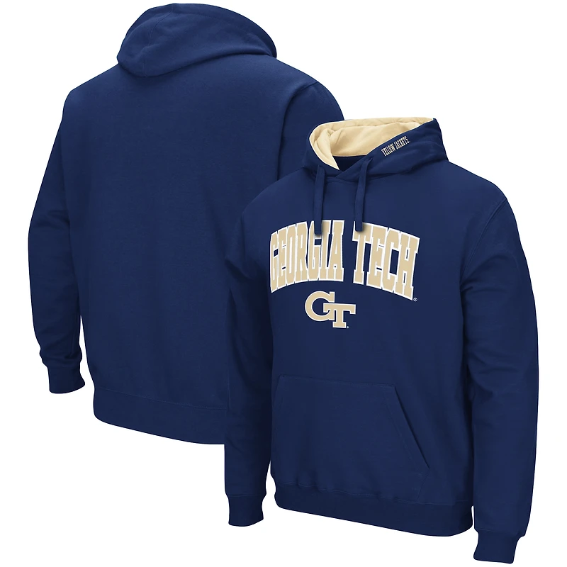 Men's Colosseum Navy Georgia Tech Yellow Jackets Arch and Logo Pullover Hoodie