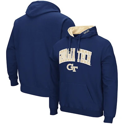 Men's Colosseum Navy Georgia Tech Yellow Jackets Arch and Logo Pullover Hoodie