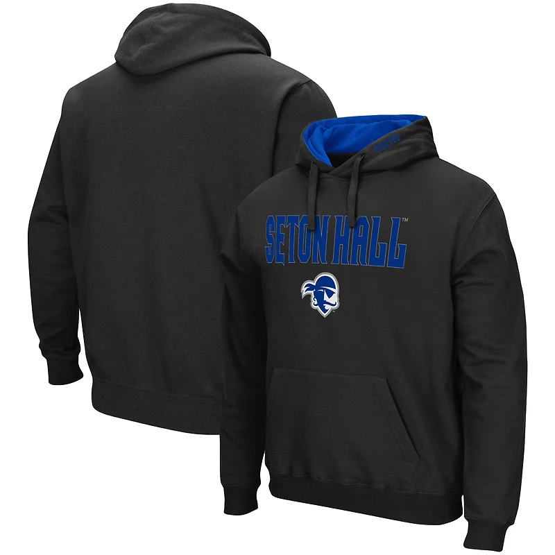 Men's Colosseum Black Seton Hall Pirates Arch & Logo 3.0 Pullover Hoodie
