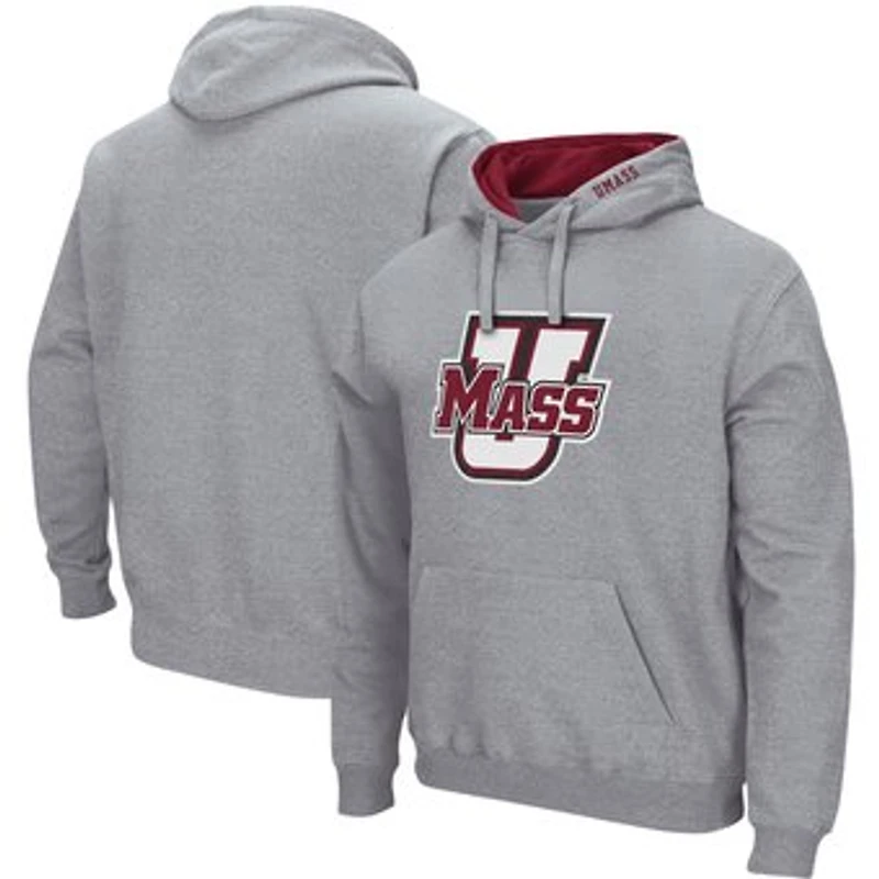 Men's Colosseum Heather Gray UMass Minutemen Arch & Logo Hoodie