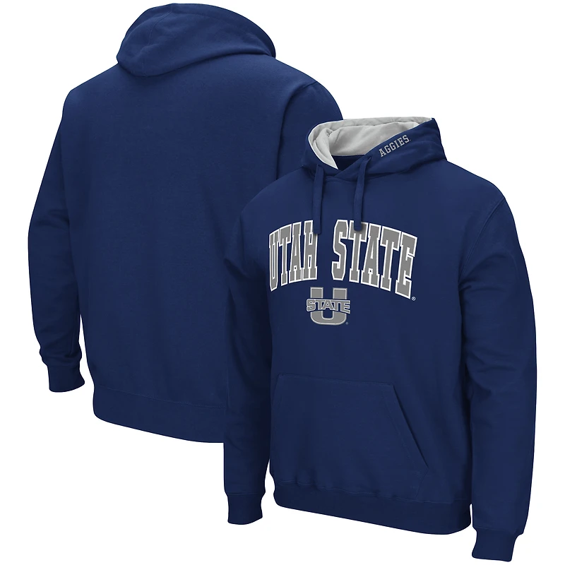 Men's Colosseum Navy Utah State Aggies Arch & Logo Hoodie