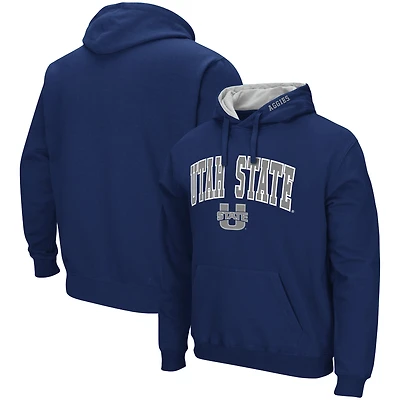 Men's Colosseum Navy Utah State Aggies Arch & Logo Hoodie