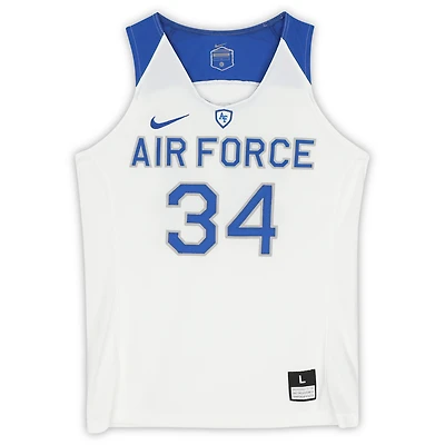 Air Force Falcons Team-Issued #34 White Blue and Gray Jersey from the Basketball Program - Size L