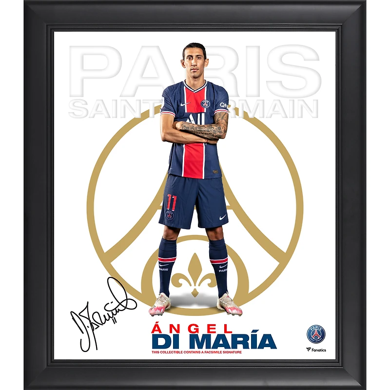 Angel Di Maria Paris Saint-Germain Facsimile Signature Framed 15" x 17" Collage