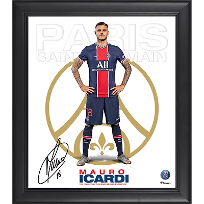 Mauro Icardi Paris Saint-Germain Facsimile Signature Framed 15" x 17" Collage